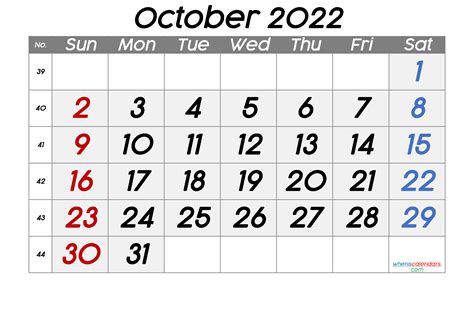 free printable calendar 2022 october 6 templates free printable