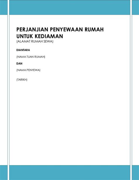 Surat perjanjian sewa rumah versi bahasa malaysia (bm) & bahasa inggeris (english). Contoh perjanjian sewa rumah kediaman (6)