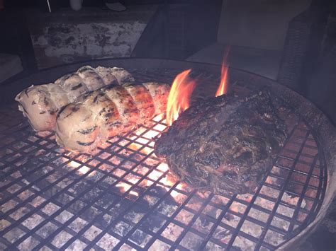 A final drying/searing/carmelizing over a charcoal fire before you serve 'em up and bask in the glory and adulation of your friends. Then I cooked the Turkey & Rib of Beef on the fire pit ...