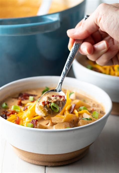 Just let it cool prior to freezing. Bacon Cheeseburger Soup (Stovetop or Crockpot) - A Spicy ...