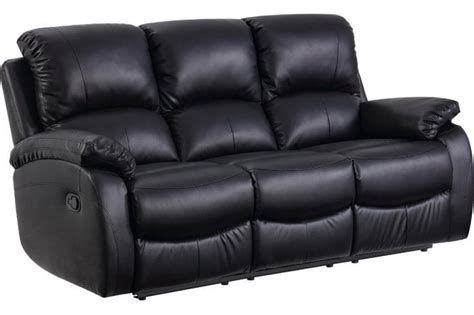 Chesterfield genuine leather shelly black three seater sofa bed. Roma Black Leather Recliner 3 Seater Sofa | FurnitureInstore