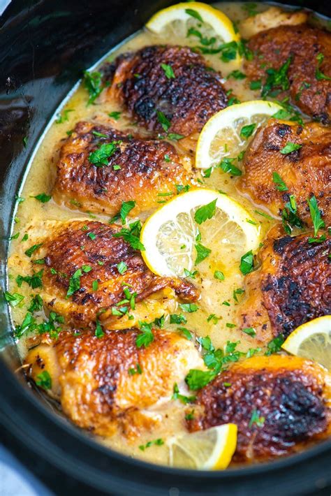 Easiest way to get perfect results! Ultimate Slow Cooker Lemon Chicken Thighs | Recipe in 2020 ...