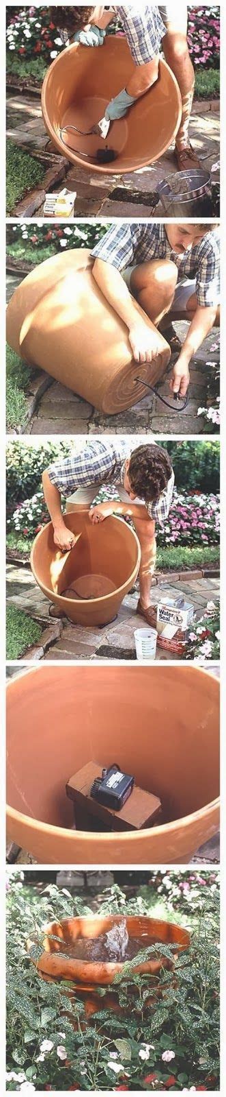 Take the fake rocks out of the bleach water and rub them. How to make fountain in a pot | Garden fountains, Diy ...