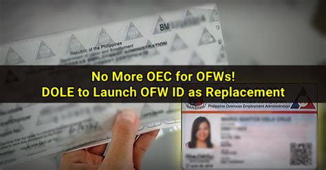 Citizen card, overseas workers welfare administration (owwa) id, ofw id, seaman's book, alien certificate of registration/immigrant certificate of registration, government office id, certification from. No More OEC for OFWs, iDOLE OFW ID card as Replacement ...