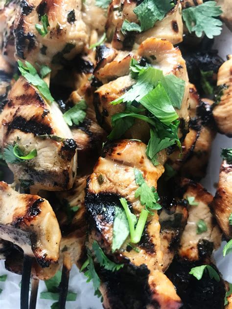 In a bowl, combine oil, lime juice, cilantro, salt, pepper, paprika, and honey for the marinade. Cilantro Lime Grilled Chicken Kabobs with Avocado Cilantro ...