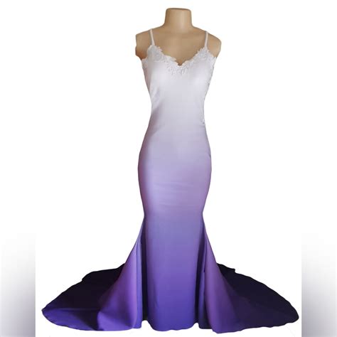 My daughter loves it too but unfortunately due to the covid 19 pandemic the wedding was postponed and the dress will surely be too small for next year. White & purple ombre soft mermaid prom dress - Marisela ...