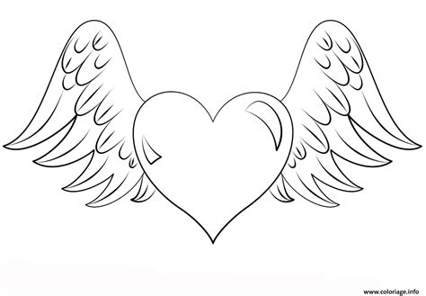 C'est un dessin de 2014. Coloriage coeur avec des ailes - JeColorie.com