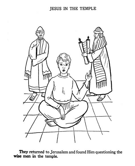 Coloring jesus in the temple coloring page. 12 year old Jesus with the teachers in the temple ...