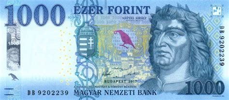 The 1000 yen note (¥1000) is currently the lowest value yen banknote and has been used since 1945, excluding a brief period between 1946 and 1950 during the american occupation of japan. Banknote Hungary 1000 Forint 2017 (2018) - King Matyas ...