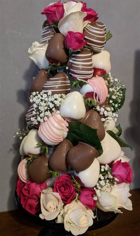 Perfect for valentine's day, mother's day or any special occasion! Edible Chocolate Covered Strawberries and Rose Floral ...