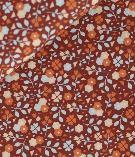 Fabric prices include shipping costs. Stof Katoen - Soft Cactus - Covered Meadow Marsala Rood ...