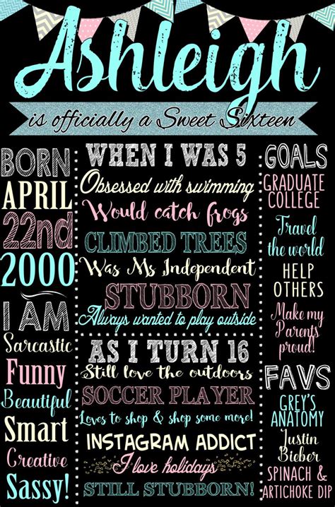 Check spelling or type a new query. Sweet 16 Birthday Board Poster Custom for any age gender ...