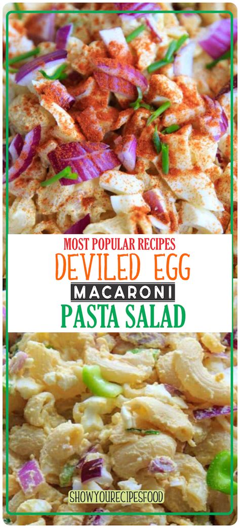 Gently stir in the mayo, sour cream, yogurt, mustard, salt & peper, paprika and diced green onion. Deviled Egg Macaroni Pasta Salad | Show You Recipes