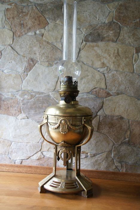 $175.0 antique kosmos brenner student lamp brass oil lamp original oil w/tank. Stylish bronze art nouveau oil lamp Cosmos Brenner, Berlin ...