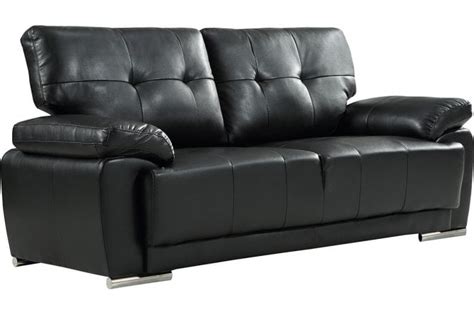 The polo three seater sofa is a welcoming black faux leather sofa, with large arm rests. Sienna Leather Sofa Black Contemporary 3 Seater Sofa ...