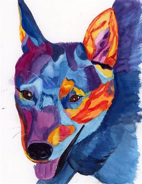 Modern pet portraits created from your pet's photo! Pups of Color Cattle Dog Custom Pet Watercolor | Pet ...