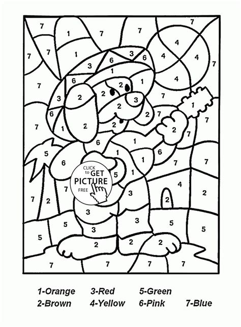 Use the key to color each section the correct color based on the number inside it. Color by Number Dog Guitar Player coloring page for kids ...