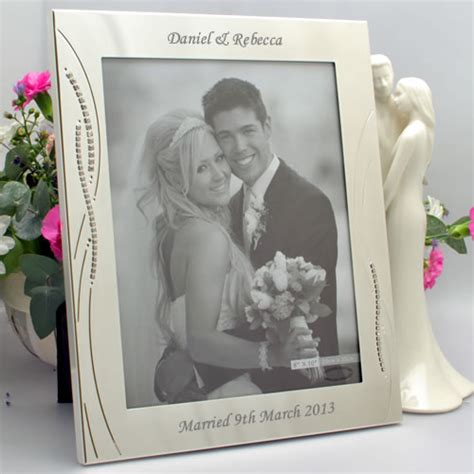 With our photo frame online editor you can create customised free photo frames online for your beloved photos with many frame types. Engraved Silver Wedding Photo Frame With Diamante Crystals
