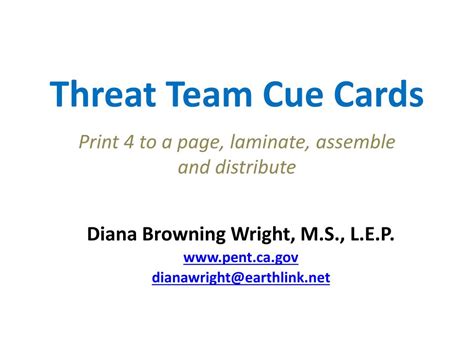 Save trees and study your flashcards on the go with the chegg prep flashcard app. PPT - Threat Team Cue Cards PowerPoint Presentation, free ...