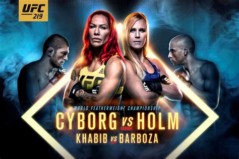 Uninterupted live ufc ppv events from all major professional tournaments. Watch UFC 219: Cyborg vs. Holm live stream online, fight ...