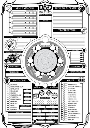 La scheda del personaggio rappresenta probabilmente una delle parti più enigmatiche del gdr e di dungeons and dragons (come anche in altri giochi famosi) e. Scheda D&D 5e - Kyruf - D&D 5a Edizione - Dragons' Lair