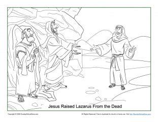 Lazarus had been dead for four days and therefore there would be a bad odor. Free Jesus Raised Lazarus Coloring Page on Sunday School Zone