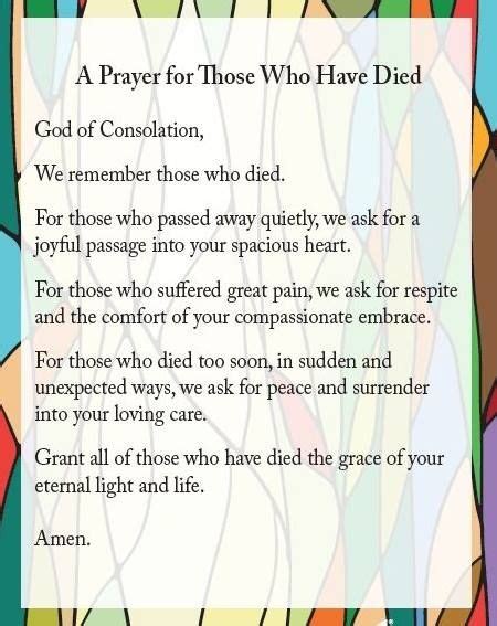 For many people, the grief can be as intense as that experienced when losing a family member. A prayer for those who have died | Catholic prayers