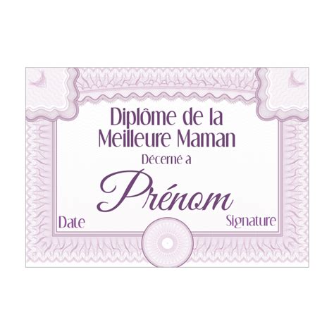 Vous pouvez aussi personnaliser et imprimer le modèle demande de réception de diplôme. Diplome Meilleure Maman Mauve gratuit à imprimer (carte 1674)