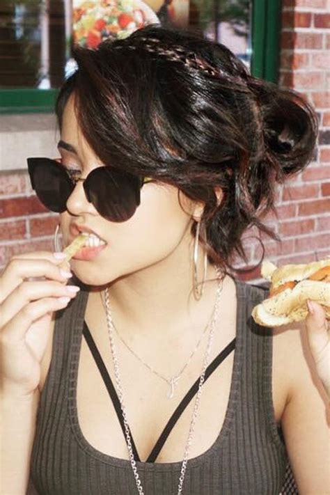 Becky g would love get a new hairstyle. Becky G Straight Dark Brown Bun, Messy, Mini Braids ...