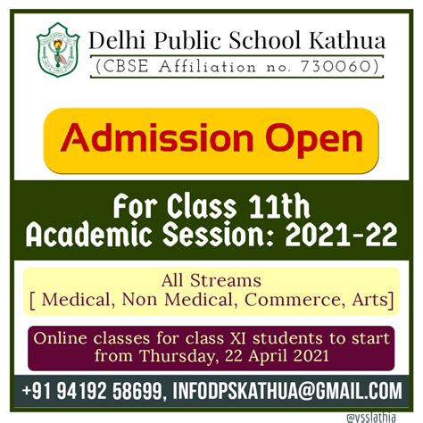 Admission Open for Class XI | DPS Kathua