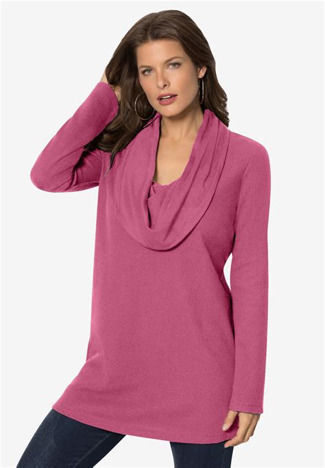 (5.0) stars out of 5 stars 2 ratings, based on 2 reviews. Thermal Knit Cowl Neck Tunic | Plus SizeTunics | Roaman's