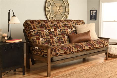 Albany Futon in Rustic Walnut Finish, Multiple Colors ...