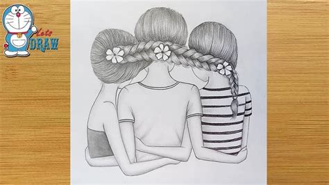 My best friend is called sammy. How To Draw Three Best Friends Hugging Each other ||Pencil Sketch || En iyi arkadaşlar nasıl ...