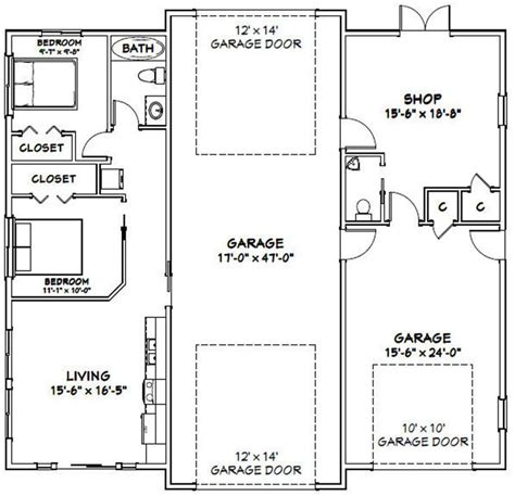 Add or change the dimensions of a porch / garage. 50x48 1 RV 1 Car Garage 2 Br 1.5 Ba PDF Floor Plan | Etsy ...