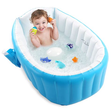 An inflatable bathtub lets you bathe baby on a counter or table. Folding Baby Bath Tub 36 Months Anti-Slip Stable Support ...