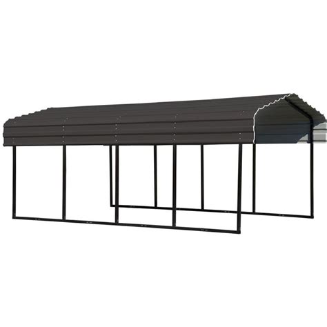 Available in 10 and 12 foot widths and up to 30 feet in length. Arrow 10 ft. W x 20 ft. D Charcoal Galvanized Steel Carport, Car Canopy and Shelter | Steel ...