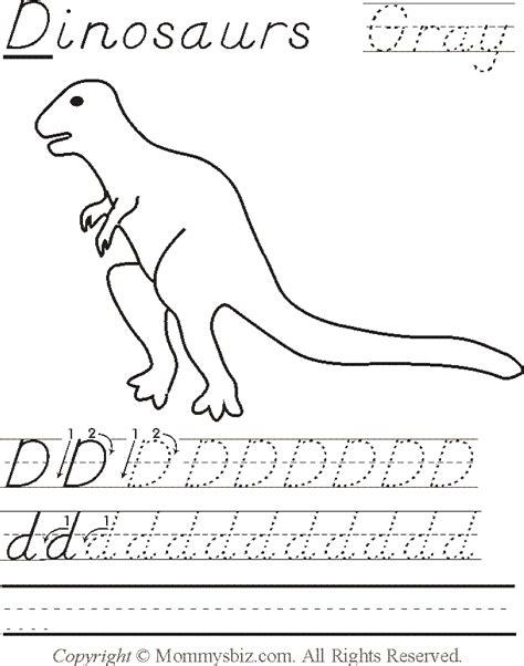Mommysbiz | D-Dinosaurs-Gray Preschool Worksheet by ...