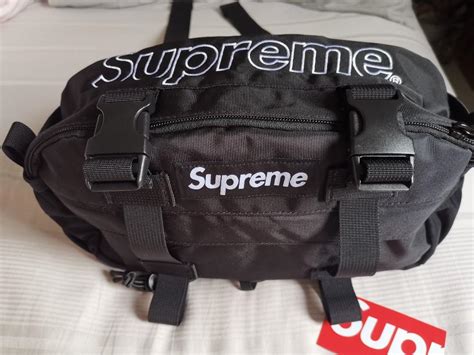 Compression straps at front and elastic utility shockcord at base. Supreme waist bag FW19, Men's Fashion, Bags & Wallets ...