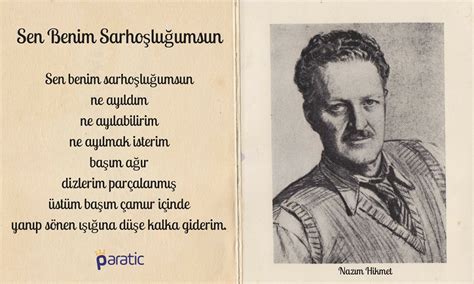 Bir pazar günü, hapishanede uzun yıllar kalmışçasına güneşe yeniden çıkabilmenin mutluluğunu hepimize yaşatmayı başaran, şiirlerinde kaybolduğumuz bir. Nazım Hikmet Ran Kimdir? Hayatı, Sözleri ve Eserleri | Paratic