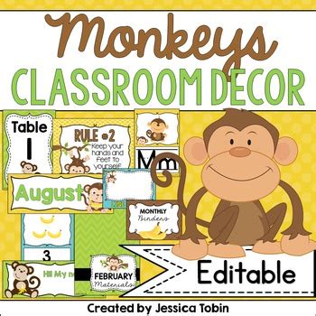 Monkeys have very flexible hands and feet. Monkey Themed Classroom Decor by Jessica Tobin ...