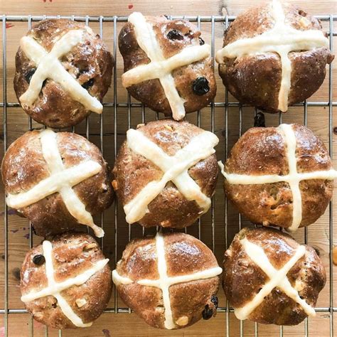 Homemade hot cross buns 🐰. The strong white flour didn't ...