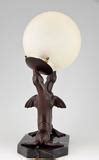Une sélection à découvrir sur la boutique déco en ligne ruedeladéco.com ! French Art Deco Seal Lamp with Glass Shade by Carvin, 1930 at 1stdibs