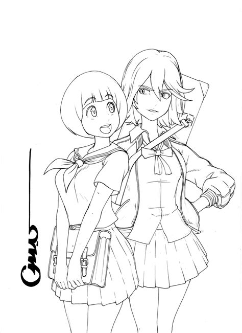 Download file free book pdf how lesbians swear coloring book: Kill la Kill Mako and Ryuko Lineart by Omar-Dogan on ...