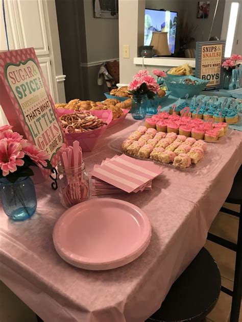 You can buy gender reveal party supplies and make food to match with the help of blue and pink food dye. Gender reveal party food. | Gender reveal food, Baby ...