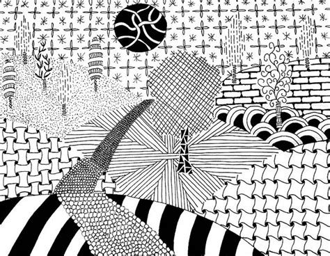 Zentangle #12 - Landscape | Art lessons, Zentangle, Landscape art
