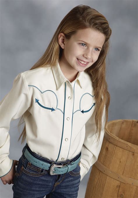 Click the photo above and visit now. Roper® Girls Cream Embroidered Pearl Snap LS Old West Shirt