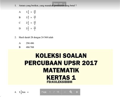 Tip format terbaharu geng upsr 2 matematik. Koleksi Bahan Bantu Belajar (BBM): KOLEKSI SOALAN ...