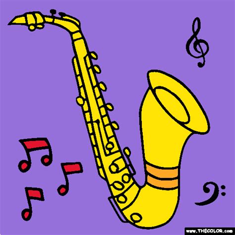 This saxophone coloring page is available for free in musical instrument coloring pages. Alto Saxophone Coloring Page | Alto saxophone, Online ...