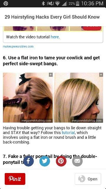 Curtain bang are one of the biggest hair trends of 2020. Tame Cowlick/Perfect Side Bangs Tips & Tricks | Hair hacks ...