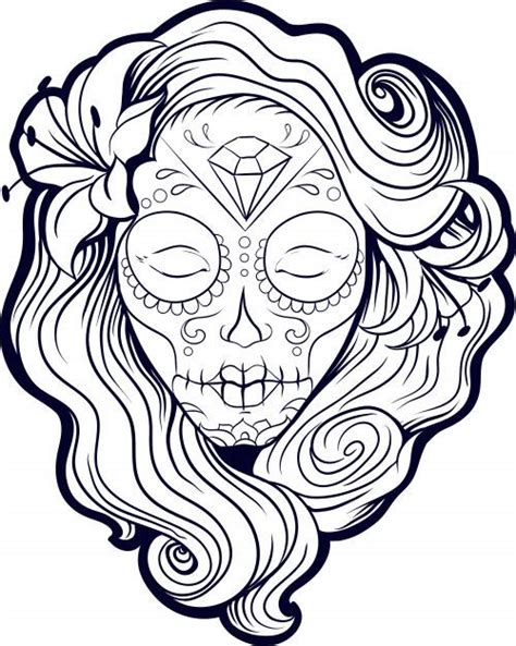 Sugar skull woamn flowers cool. Sugar Skull Girl Coloring Pages | Skull coloring pages ...